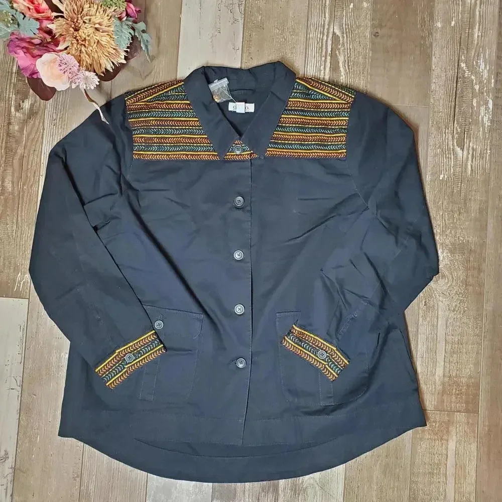 NEW Denim & Co. Cotton Twill Utility Jacket with Embroidery Women's Size XL - Picture 15 of 15